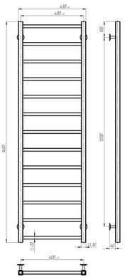 фото Рушникосушарка водяна Forest П13 400х1400 Deffi нержавіюча сталь (Хром, Бокове праве підключення)