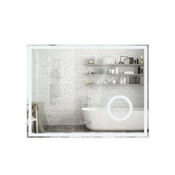 фотографія Дзеркало Qtap Stork 800х600 з LED-підсвічуванням Touch, лінза, цифровий годинник, димер, рег. яскравості QT157814226080W