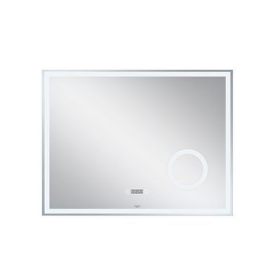 фотографія Дзеркало Qtap Stork 800х600 з LED-підсвічуванням Touch, лінза, цифровий годинник, димер, рег. яскравості QT157814226080W