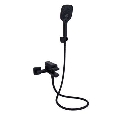 фотографія Змішувач для ванни Qtap Gemini (з душовим гарнітуром) QTGEM259BLM45682 Black Matt
