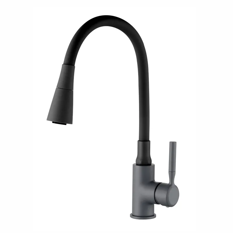 фото Змішувач для кухні Zerix Atrium-011-T Graphite Refl.Black (Колір графіт+силік.вилив чорний) (ZX6106)