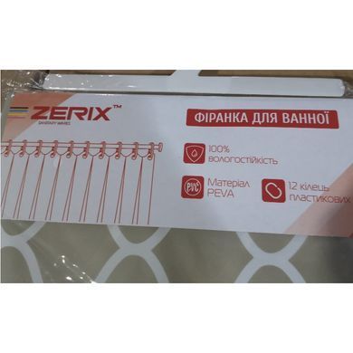 фото Шторка для ванної ZERIX SCP-014-180x200 з PEVA (поліетиленвінілацетату) (Візерунок "Ромби" бежевий) (ZX6087)