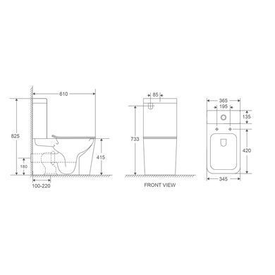 фото Унітаз-компакт Mixxus Premium Quadro-0401-R 610x365x825mm, система змиву RIMLESS (MP6457)
