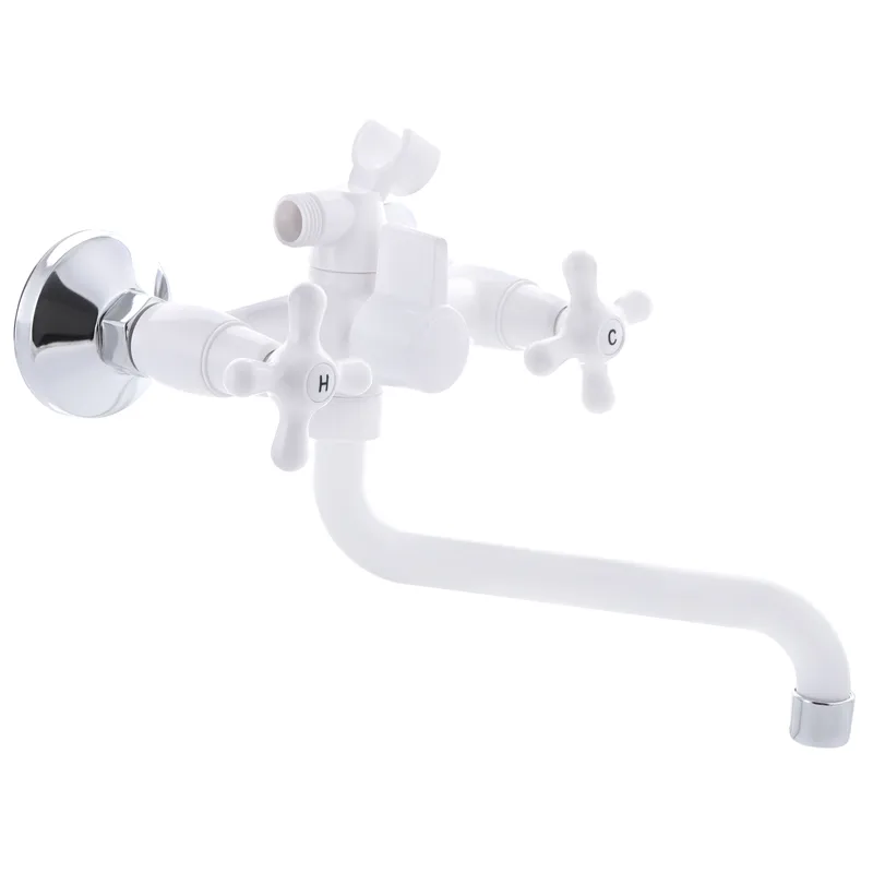 фото Змішувач для ванни PLAMIX AMAX-142 WHITE (без шланга та лійки) (Колір білий) (PM0585)