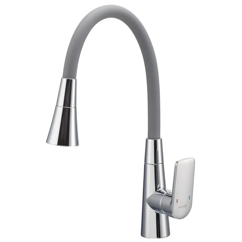 фото Змішувач для кухні Mixxus Premium Matis 011-T (NUT) Refl.Gray (Колір хром+силік.вилив сірий) (MI8267)