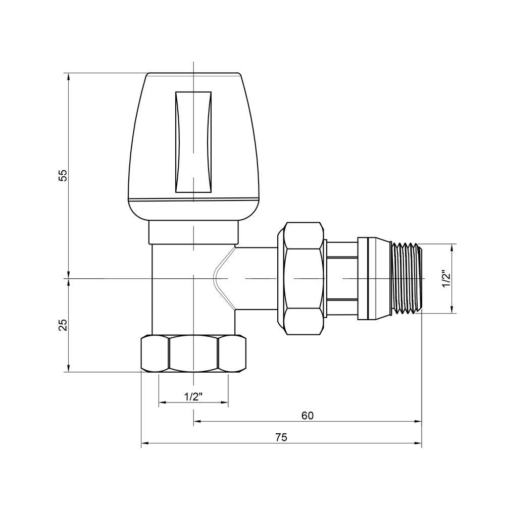 фотографія Кран радіаторний Icma 1/2" з антипротіканням кутовий №1116