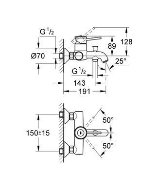 фотографія Змішувач для ванни Grohe BauClassic (32865000)