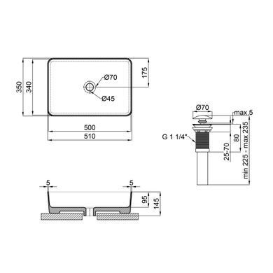 фото Раковина-чаша Qtap Tern 500х350х145 Matt black с донным клапаном QT1711A055MB