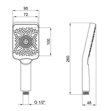 фото Qtap Rucni Лейка для ручного душа 145x90 мм прямоугольная QTRUCA145S1GRP Graphite
