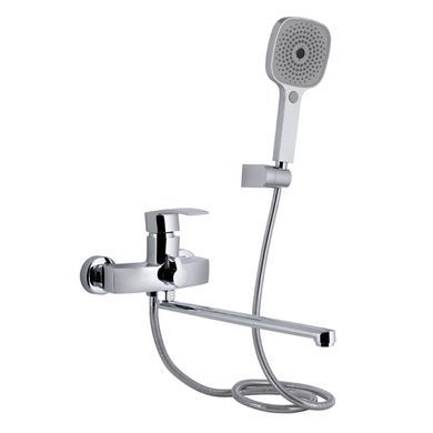 фотографія Змішувач для ванни Qtap Swan Eco з довгим поворотним виливом (з душовим гарнітуром) QTSWA2601CRM45533 Chrome