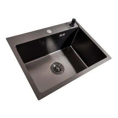 фото Кухонний комплект: Мийка Valeso Handmade (58x43 см) PVD чорна + Змішувач Q411MB