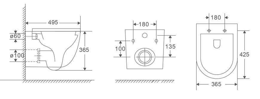 фото Унітаз підвісний Mixxus Premium Ellipse-0301-R 495x365x365mm, система змиву Rimless (MP6460)