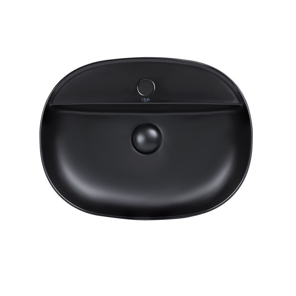 фото Раковина-чаша Qtap Scorpio 505х385х120 Matt black с донным клапаном QT142202MBMB