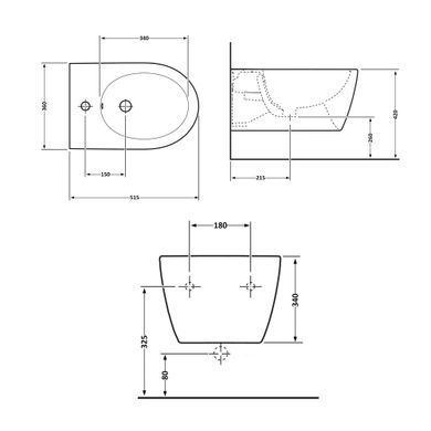 фото Биде подвесное Qtap Scorpio 515x360x345 Matt black QT1455053FMB
