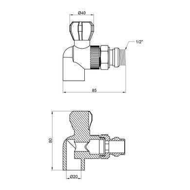 фото Кран шаровой радиаторный PPR Thermo Alliance 20х1/2" угловой