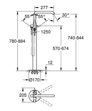 фотографія Змішувач для ванни підлогового монтажу Grohe Essence New (25248001)