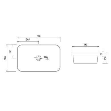 фотографія Раковина Qtap Scorpio 610х380х150 White QT1411K491WN