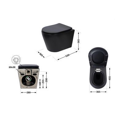фотографія Унітаз підвісний Qtap Scorpio Ultra Quiet безобідковий з сидінням Soft-close MATT BLACK QT14332380AMB