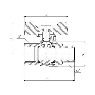 фото Кран шаровой Thermo Alliance Forte 1" ВН для газа (бабочка) SF607G25