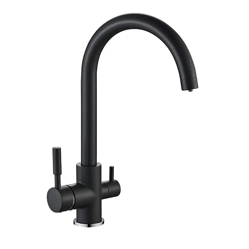 фото Змішувач для кухні MIXXUS PREMIUM MAFIN 021 BLACK з гнучким виливом з виходом для питної води (Колір чорний) (MI5931)