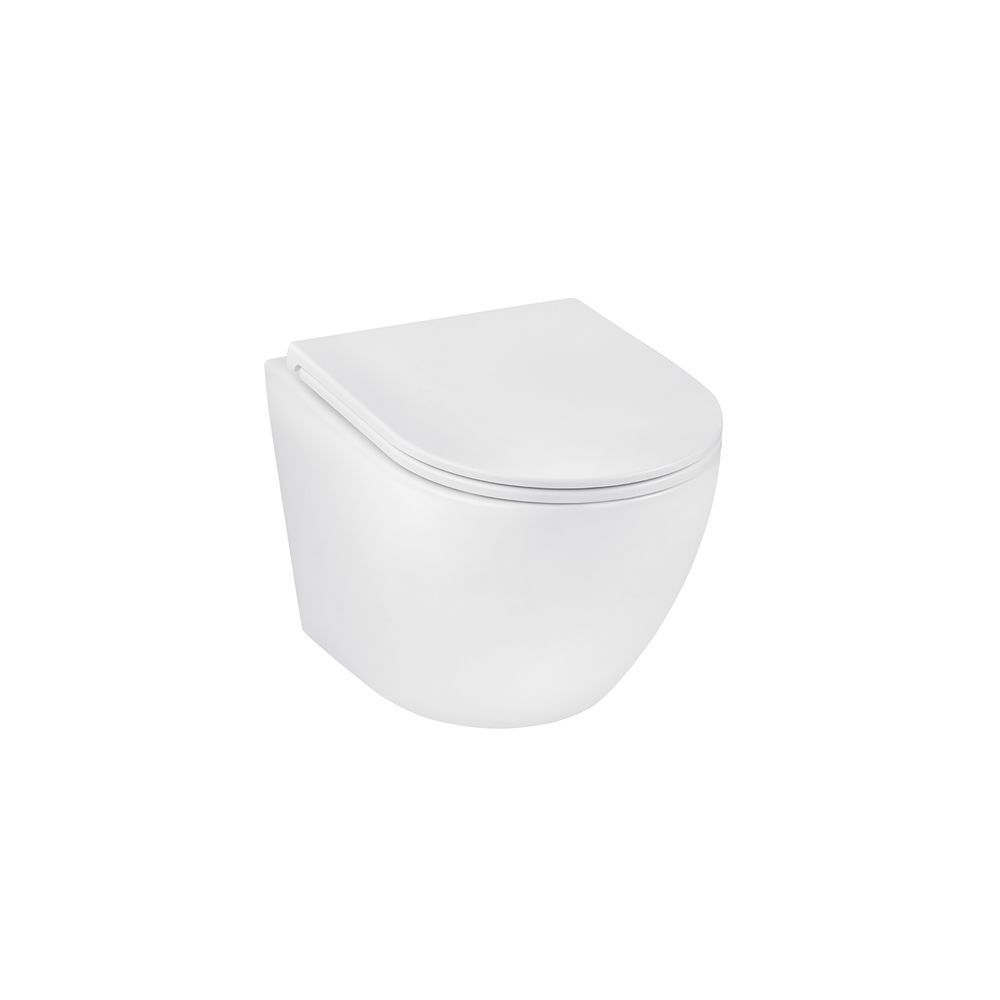 фото Унитаз подвесной безободковый Kroner Harz WHI493736 RIMLESS с сиденьем Slim Duroplast / Soft-close / Quick relase (KH493736WHIR)