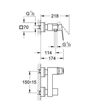 фотографія Змішувач для душу Grohe Eurocube (23145000)