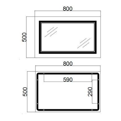 фото Зеркало Qtap Cardinal 500х800 с LED-подсветкой Touch, с антизапотеванием, с диммером, рег. темп. цвета (3000-6500K) Reverse QT0478C5080