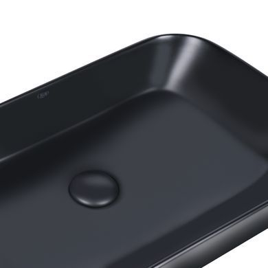 фотографія Раковина-чаша Qtap Scorpio 550х390х120 Matt black з донним клапаном QT14112243MB