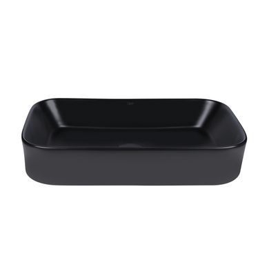 фотографія Раковина-чаша Qtap Scorpio 550х390х120 Matt black з донним клапаном QT14112243MB