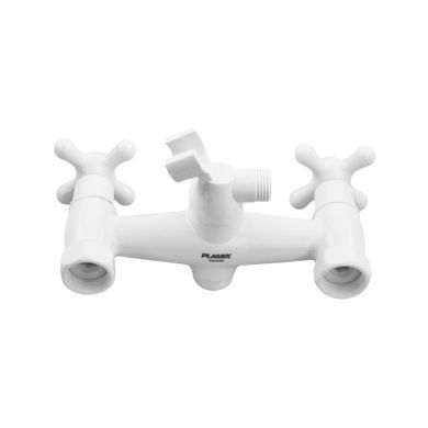 фото Змішувач для ванни PLAMIX PABLO-140 EURO SET WHITE (з шлангом та лійкою) (Колір білий) (PM0670)