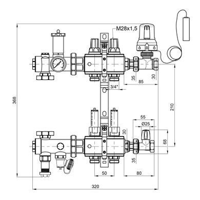 фото Коллекторная группа Icma 3/4" 2 выхода, с расходомером №A3K013