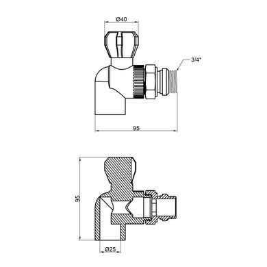 фото Кран шаровой радиаторный PPR Thermo Alliance 25х3/4" угловой