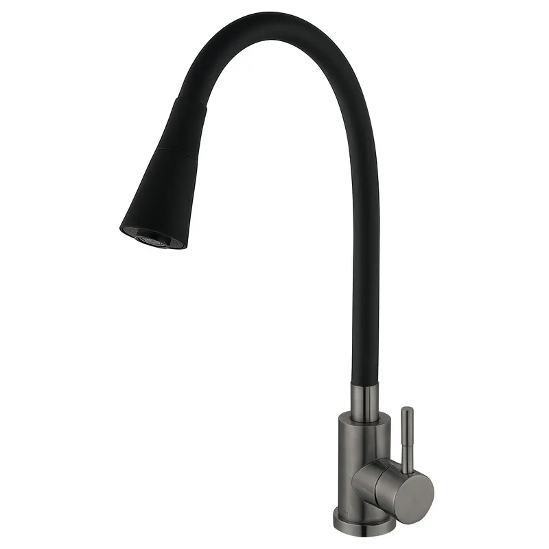 фото Змішувач для кухні Mixxus SEO-011-T Graphite Refl.Black з нерж.сталі SUS304 (Кол.графіт+сил.вилив чорний) (MI8434)