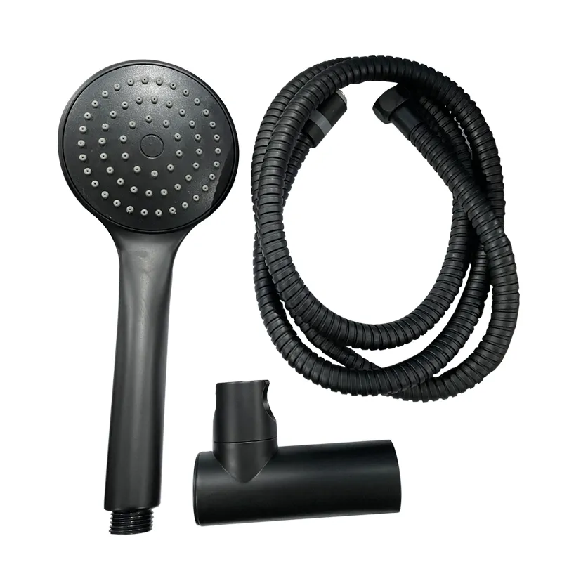 фото Душовий набір (шланг, лійка, кронштейн) Haiba SET-08 Black (HB3984)