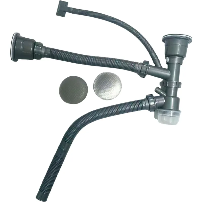 фото Сифон для кухонного миття подвійний ZERIX SK-06-A 3 1/2"x40 DECOR SS COLOR (колір нержавійка) (ZX6202)