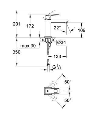 фотографія Змішувач для раковини M-розміру Grohe Eurocube (23446000)