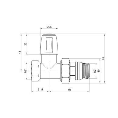 фото Кран радиаторный Icma 1/2" с антипротечкой прямой без ручки №815+940