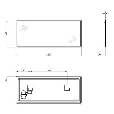 фотографія Дзеркало Qtap Tern 1200x500 з LED-підсвічуванням Sensor, QT1778140450120W
