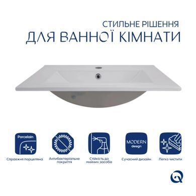 фотографія Комплект Albatross: Раковина врізна меблева 620x460x180 мм, White, прямокутна + Донний клапан Pop-up PU02O