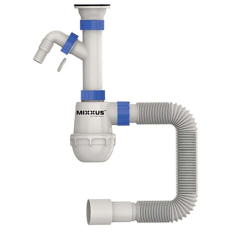 фото Сифон для кухні MIXXUS SK-01-B 1 1/2"x40 з литим випуском та відводом для пральної машини (MI8191)