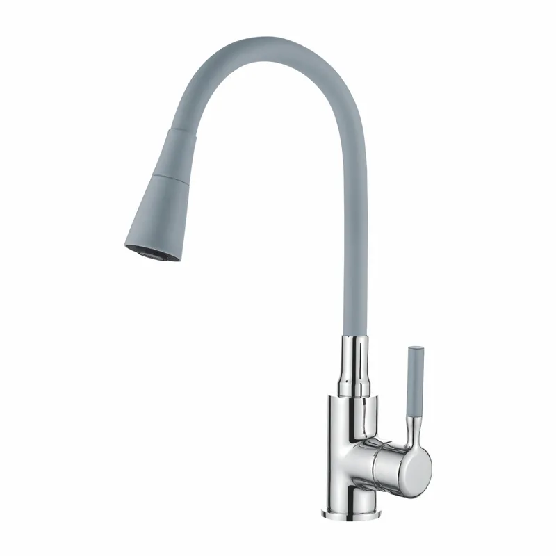 фото Змішувач для кухні Zerix Atrium-011-T Refl.GRAY (Колір хром+силік.вилив сірий) (ZX4718)