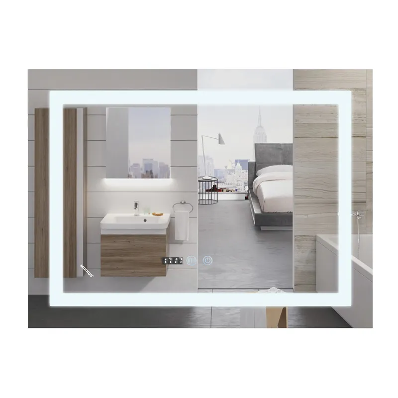фото Дзеркало MIXXUS WARM MR02-70x50-CASE з LED Touch, Anti-fog, димером, рег. яскравості, годинником (MI6669)
