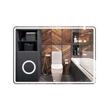 фото Зеркало Qtap Crow 1000х700 с LED-подсветкой Touch, линза, цифровые часы, диммер, рег. яркости QT0578141670100W