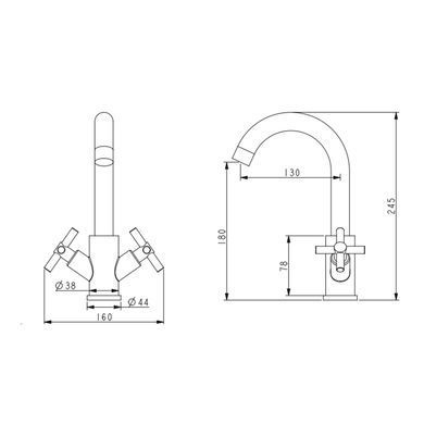 фото Смеситель для кухни Lidz Wind 161F двухвентильный LDWIN161FNKS46098 Nickel
