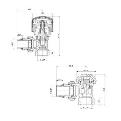 фотографія Комплект радіаторних кранів Thermo Alliance Standart 1/2" ВН кутовий TAS232W15