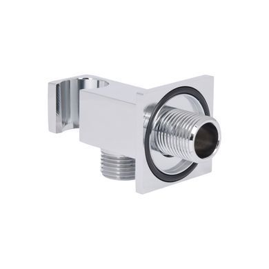 фото Подключение с держателем для шланга Qtap Spojeni прямоугольное QTCRMBH130 Chrome (Fixsit)