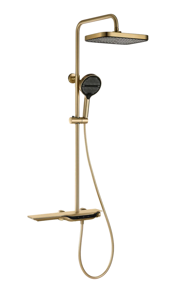 фото Душова колона з термостатичним змішувачем Mixxus Premium SPACE-009-J Brushed gold, 3 режими (MI6541)