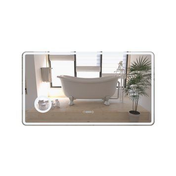 фото Зеркало Qtap Crow 1200х700 с LED-подсветкой Touch, линза, цифровые часы, диммер, рег. яркости QT0578141670120W