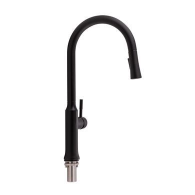 фото Смеситель для кухни Qtap Baruska с выдвижным изливом QTBAR9137103UB Black Matt