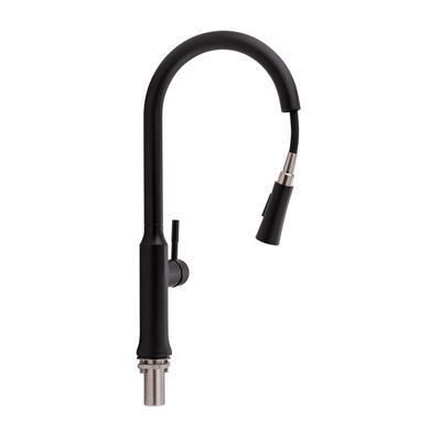 фото Смеситель для кухни Qtap Baruska с выдвижным изливом QTBAR9137103UB Black Matt